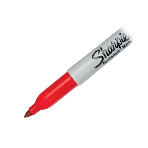 This Sharpie Marker has a fine nib, for precise, detailed, permanent writing on a variety of surfaces. The permanent ink is abrasion, UV ray and water-resistant, for long lasting clarity. This pack contains 12 markers with a red line width of 0.9mm.