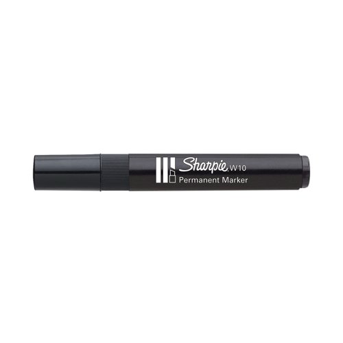 Sharpie W10 Permanent Markers feature a chisel tip for a variable 1.5 - 5.0mm line width, with a bonded nib that can withstand heavy use. The low-odour ink resists water and is lightfast, for long lasting clarity. The marker also features a reflow ink system that prevents ink from drying out when uncapped for up to 10 days. This pack contains 12 black markers.