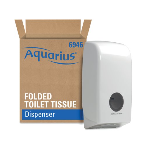 KC01181 | This Aquarius Toilet Tissue Dispenser is designed to dispense single sheets of bulk pack tissue to reduce the amount of waste produced by up to 40% compared to rolls, helping you save money and care for the environment. Ideal for use in washrooms of all sizes, this dispenser offers an easy, hassle-free solution to toilet tissue dispensing. Designed for smooth operation, this dispenser is simple yet functional, for use with Kleenex, Hostess and Scott bulk pack toilet tissues (4477, 4471 and 8577).