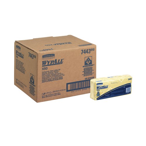 Wypall X50 Cleaning Cloths Yellow (Pack of 50) 7443 - Kimberly-Clark - KC02090 - McArdle Computer and Office Supplies