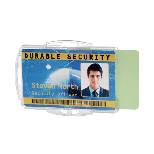 Durable Dual Security Pass Holder 54x85mm for 2 ID Passes Clear (Pack of 10) 891919 Visitors Badge DB80766