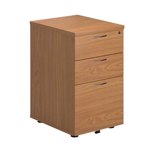 Offering a convenient and flexible place to store your documents, papers and stationery, this Nova Oak-finish pedestal fits under your desk for easy access. The pedestal features 3 box drawers and measures W434xD580xH690mm.