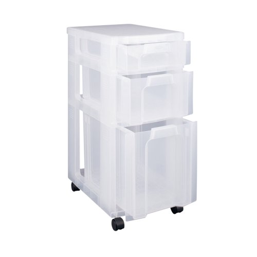 RUP63357 Really Useful Plastic Storage Tower 3 Drawers Clear 7L/12L/25L DT1019