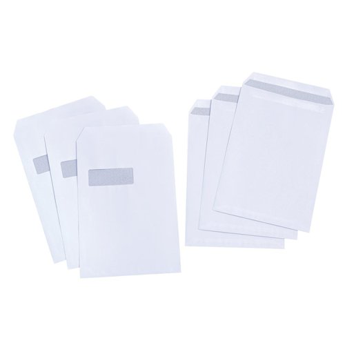 5 Star Value Envelopes Pocket Press Seal Window 90gsm C4 324x229mm White Pack Of 250