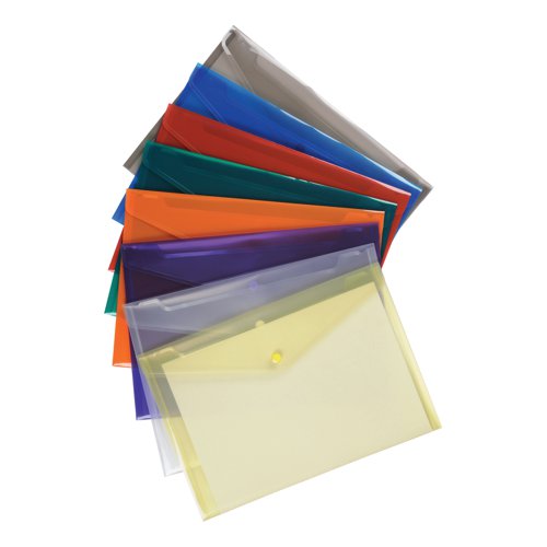 5 Star Office Envelope Stud Wallet Polypropylene A4 Translucent Assorted (Pack of 25)