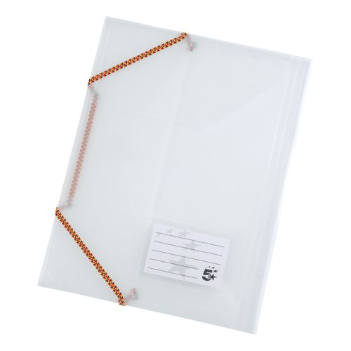 5 Star Office 3 Flap Elasticated File Polypropylene A4 Translucent (Pack of 5)