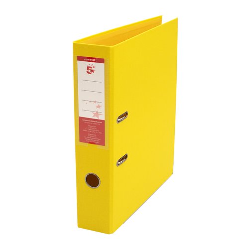 5 Star Office Premium Polypropylene Lever Arch File Foolscap Yellow (Pack of 10)