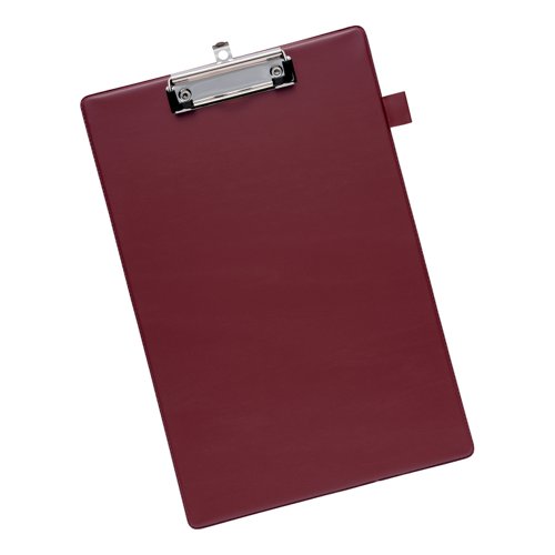 5 Star Office Standard Clipboard with PVC Cover Foolscap Dark Red