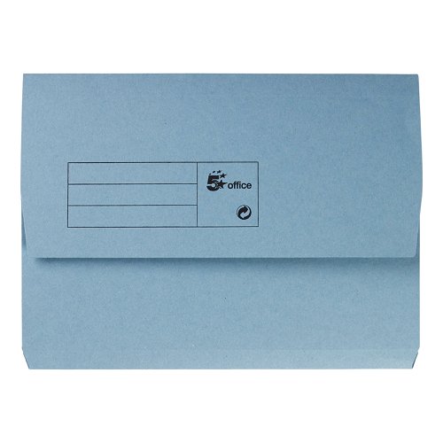 5 Star Office Document Wallet Half Flap 285gsm Recycled Capacity 32mm A4 Blue (Pack of 50)