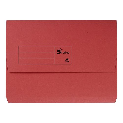 5 Star Office Document Wallet Half Flap 285gsm Recycled Capacity 32mm A4 Red (Pack of 50)