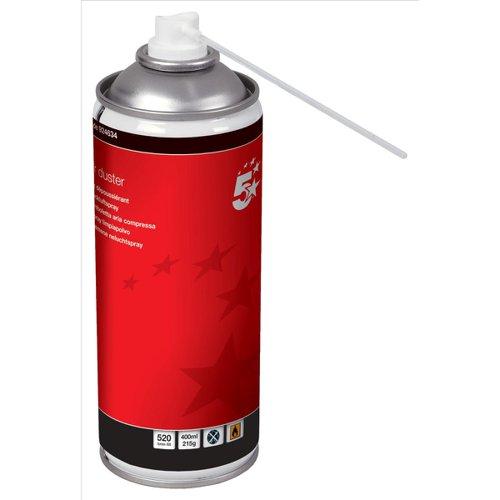 5 Star Office Spray Duster Can HFC Free Compressed Gas Flammable 400ml (Pack of 4)