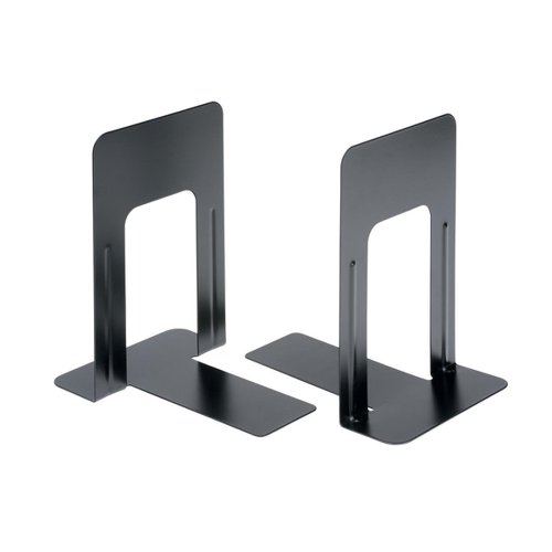 5 Star Office Bookends 180mm Metal Heavy Duty 7 Inch Black (Pack of 2)