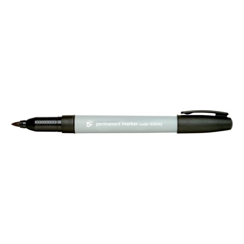 5 Star Office Permanent Marker Fine Tip 0.8mm Line Black (Pack of 10)