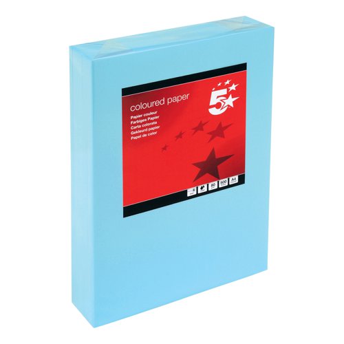 5 Star Office Coloured Copier Paper Multifunctional 80gsm A4 Medium Blue Ream-Wrapped (Pack of 500) | FS936291 | VOW