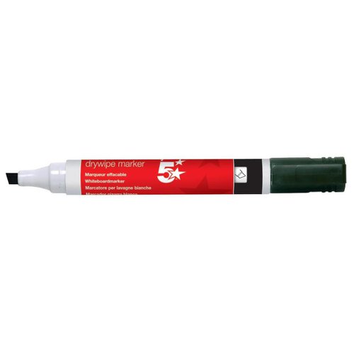 5 Star Office Drywipe Marker Xylene/Toluene-free Chisel Tip 2-5mm Line Black (Pack of 12)