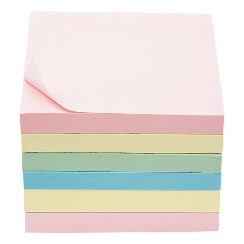 5 Star Office Extra Sticky Re-Move Notes Pad of 90 Sheets 76x76mm 4 Assorted Pastel (Pack of 6)