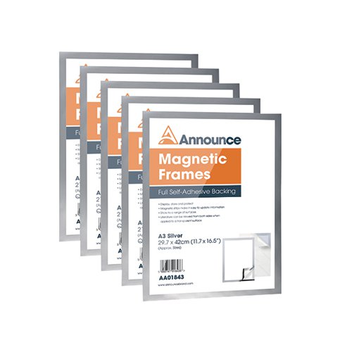 Announce Magnetic Frames A3 Silver Pack 5 AA01844