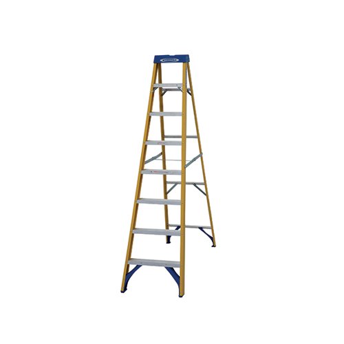 Werner Fibreglass Swingback Step Ladder 8 Tread Yellow 7160818