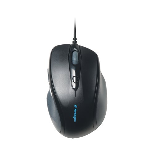 The Kensington Pro Fit Wired Full Size Mouse delivers performance and comfort that business users require, day after day. The full-size right handed ergonomic design makes it ideal for prolonged use. Browser navigation buttons and scroll wheel are ideally located to help users efficiency. Plug and Play operation with wired USB connection.
