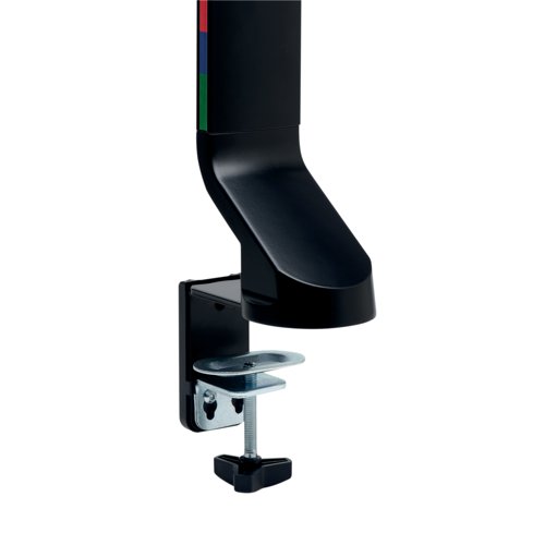 The SmartFit Space Saving Single Monitor Arm, designed for shallow spaces and narrow desks, allows the ergonomic adjustment with easy non-permanent installation. The monitor arm comes supplied with a pre-installed C-clamp that faces the front of the desk with an optional grommet fastener. Featuring height adjustment from (239-470mm), tilt and swivel (+/- 10), rotate to landscape or portrait orientation, the arm locks the monitor into place. Finding the right height for maximum comfort is easy, simply match hand size to the colour on the provided chart and set the height to the relevant colour dimensions.