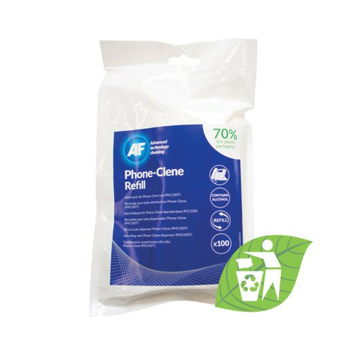 AF Phone-Clene Cleaning Wipes Refill Pouch (Pack of 100) APHC100R
