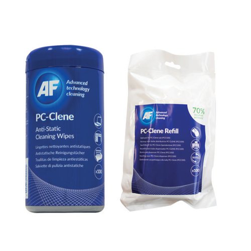 AF PC-Clene Anti-Static Wipes Tub (Pack of 100) FOC PC-Clene Refill