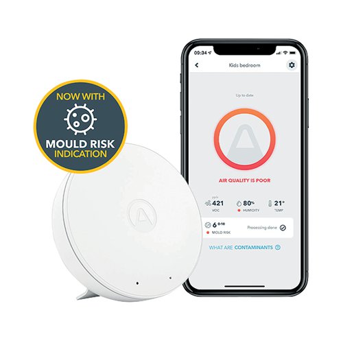Airthings Wave Mini Indoor Air Quality Monitor with Pollen and Mould Risk Indication AIRTWM
