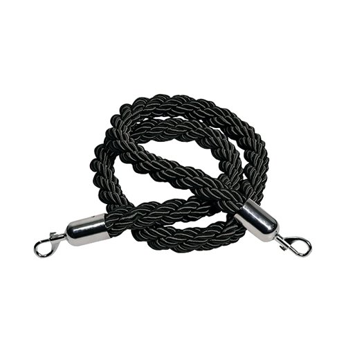Rope 25x1500mm Black with Chrome Hooks VERRS-CLRP-CHBL