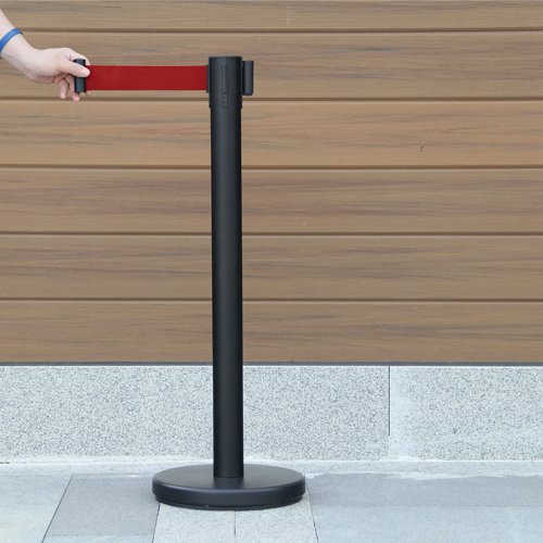 AN810001 | The Stewart Superior Economy Flexibarrier Stand and Base are a queue management system. The posts have built in tape systems which extend to 2 metres, the post systems are great value for your business. The heavy duty posts are 1 metre tall, and have anti-slip bases. Each post has a 2 metre red retractable webbing, which can be connected four ways to each post. It is ideal for enclosing sections or areas off. The base and stand are packed separately.