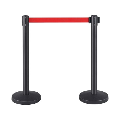 The Stewart Superior Economy Flexibarrier Stand and Base are a queue management system. The posts have built in tape systems which extend to 2 metres, the post systems are great value for your business. The heavy duty posts are 1 metre tall, and have anti-slip bases. Each post has a 2 metre red retractable webbing, which can be connected four ways to each post. It is ideal for enclosing sections or areas off. The base and stand are packed separately.