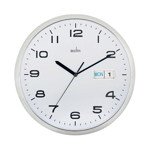 Acctim Supervisor Wall Clock Chrome/White 320mm 21027