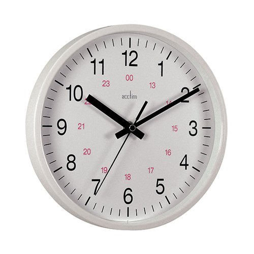 Acctim Metro 24 Hour Plastic Wall Clock 355mm White 21202 ANG21202 Buy online at Office 5Star or contact us Tel 01594 810081 for assistance