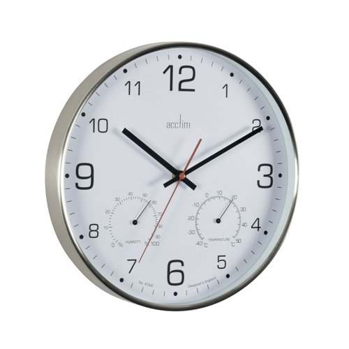 Acctim Komfort 30.5cm Metal Thermo Hygro Wall Clock 29147