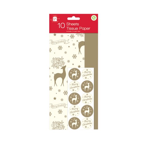 10 Sheets Tissue Paper Stag Pack of 24 XALGA104