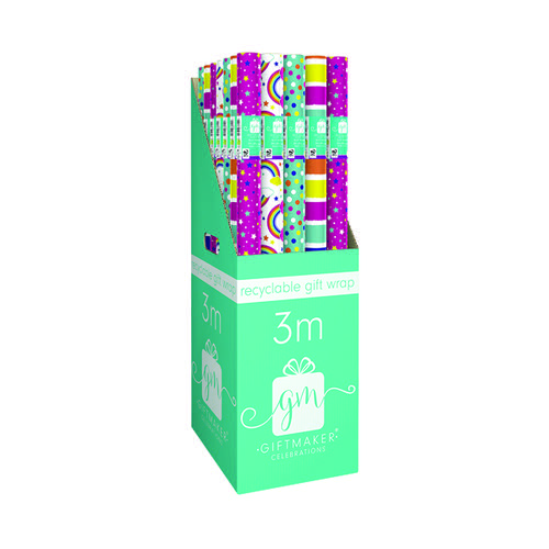 Giftmaker 3M Recyclable Gift Wrap Brights Pack 36 YALGW20F