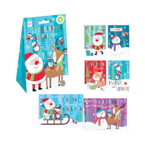 Cards 32 School Pack of Santa and Friends Pack of 24 XAMGC400