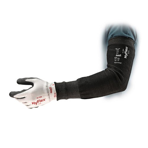 The HyFlexarm protection sleeves with cut resistance technology delivers ANSI A3 and EN ISO B cut protection. Their seamless HPPE yarn offers users a cool, breathable feel, while their bicep cuff keeps them securely in place. The risk of contaminant transfer to metal before painting is reduced, as they are silicone-free. Oeko-Texcertification indicates they are free of substances harmful to human health. Meets Standard EN 388:2016 protective gloves against mechanical risks 2X42B.