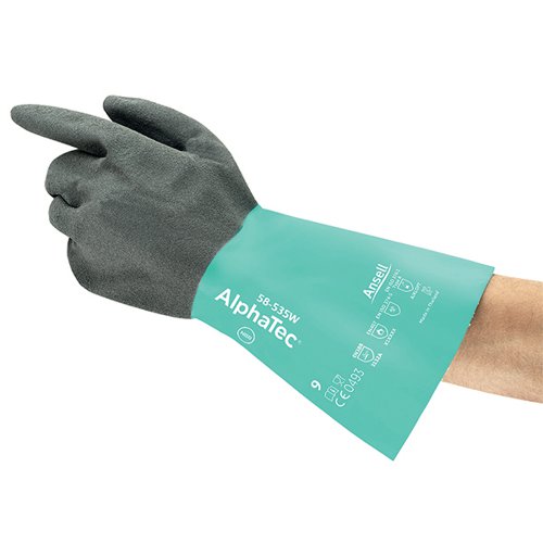 Ansell Alphatec 58-53W Nitrile Gloves (Pack of 6) Green/Black M