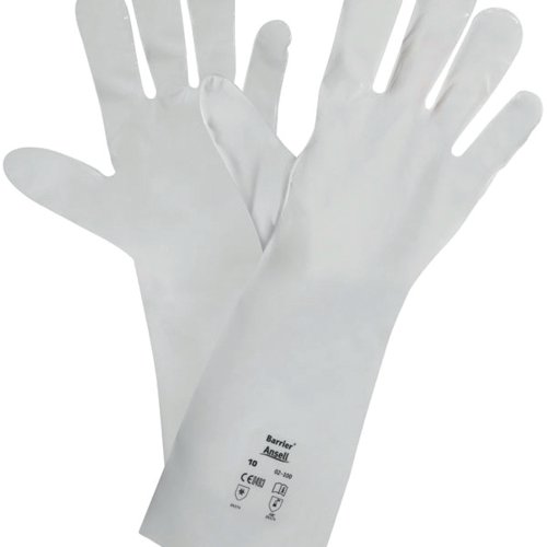 The Ansell Barrier gloves offer extreme resistance against a wide range of chemicals, due to 5 layer laminated glove. Wing-thumb, hand specific design provides greater dexterity and reduced hand fatigue.