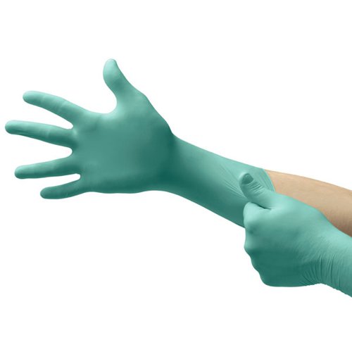 Neoprene single use gloves provides excellent resistance to acids, bases and alcohols. Exclusive formulation to provide the most comfortable synthetic single use gloves. Latex-free formulation presents no risk of Type 1 allergies. Powder-free to limit the risk of dermatitis for the wearer. Textured fingertips provide a secure grip in both wet and dry conditions. Standards EN ISO 374-1:2016, EN ISO 375-5:2015, EN 421:2010.