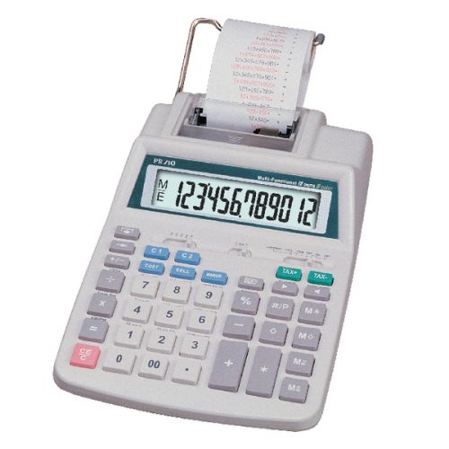 Aurora White 12-Digit Printing Calculator PR710