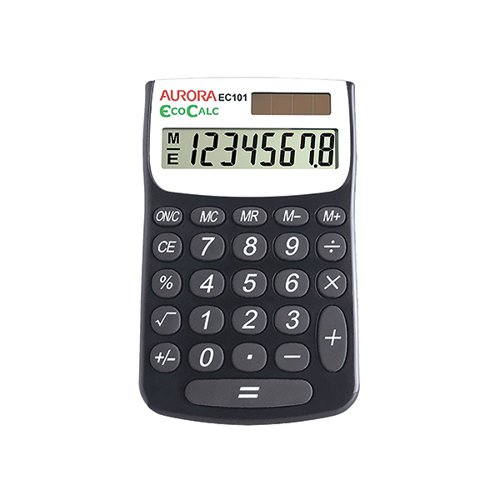 Aurora EcoCalc Pocket Calculator 8-digit Black EC101