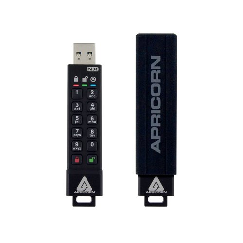 Apricorn Aegis Secure Key 3NX Flash Drive 64GB Black ASK3-NX-64GB USB Memory Sticks APC91466