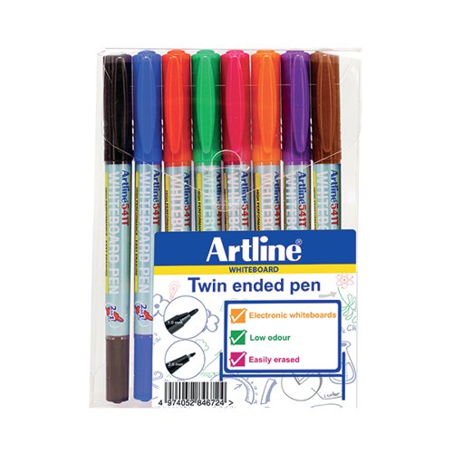 Artline 2-in-1 Whiteboard Marker Fine/Superfine Assorted Pack of 8 EK-541T-WB