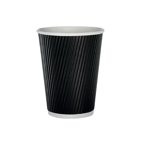 Ripple Triple Walled Black Hot Cups 12oz (340ml) [Pack 500]