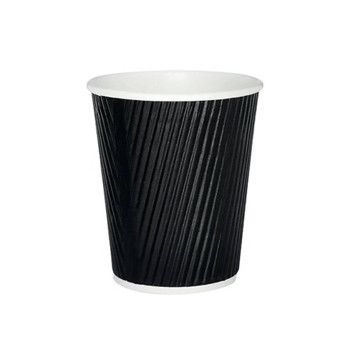 Ripple Triple Walled Black Hot Cups 8oz (227ml) [Pack 500]
