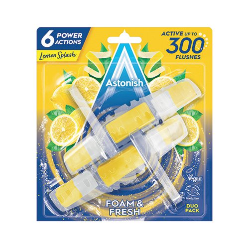 Astonish Foam and Fresh Lemon Toilet Rim Block Twinpack (Pack of 9) C2105 Toilet Cleaner AST21291