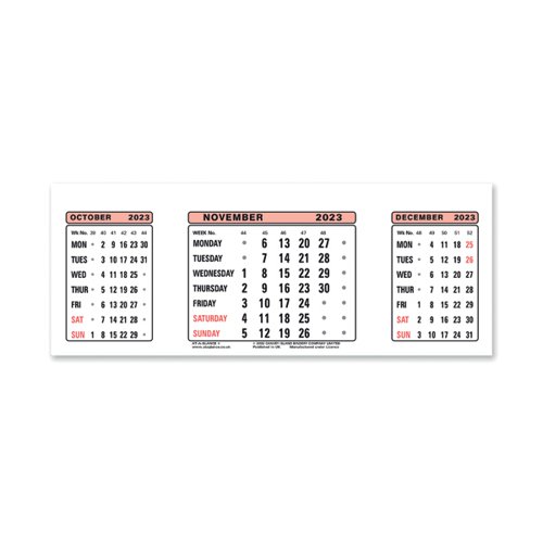 At-A-Glance Calendar Refill 2023 3 Month View 3SR23