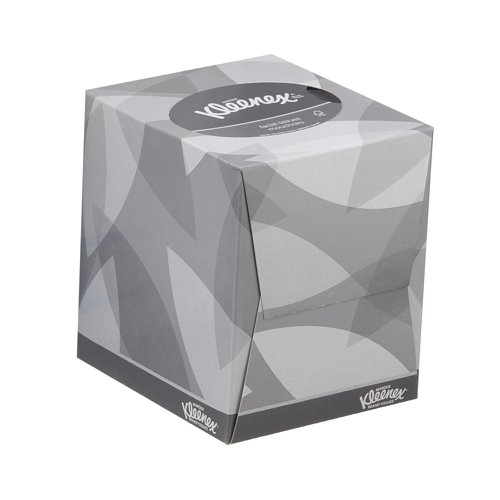These Kleenex 2-Ply Tissues are soft and delicate, ideal for use on the face. Supplied in a handy cube cardboard dispenser, these tissues are interleaved to give smooth retrieval from the box. This pack contains 12 boxes, each with 90 tissues.