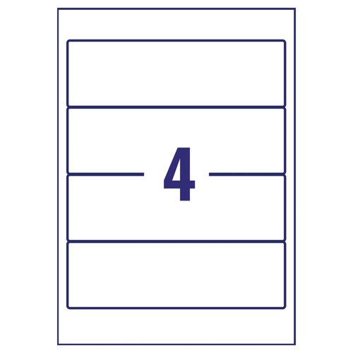 Avery Inkj L/Arch Filing Labels 4 Per Sheet Wht (Pack of 100) J8171-25 - Avery UK - AV00205 - McArdle Computer and Office Supplies